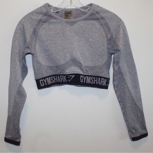 Gymshark MED Grey/Navy Long Sleeve Athletic Crop top